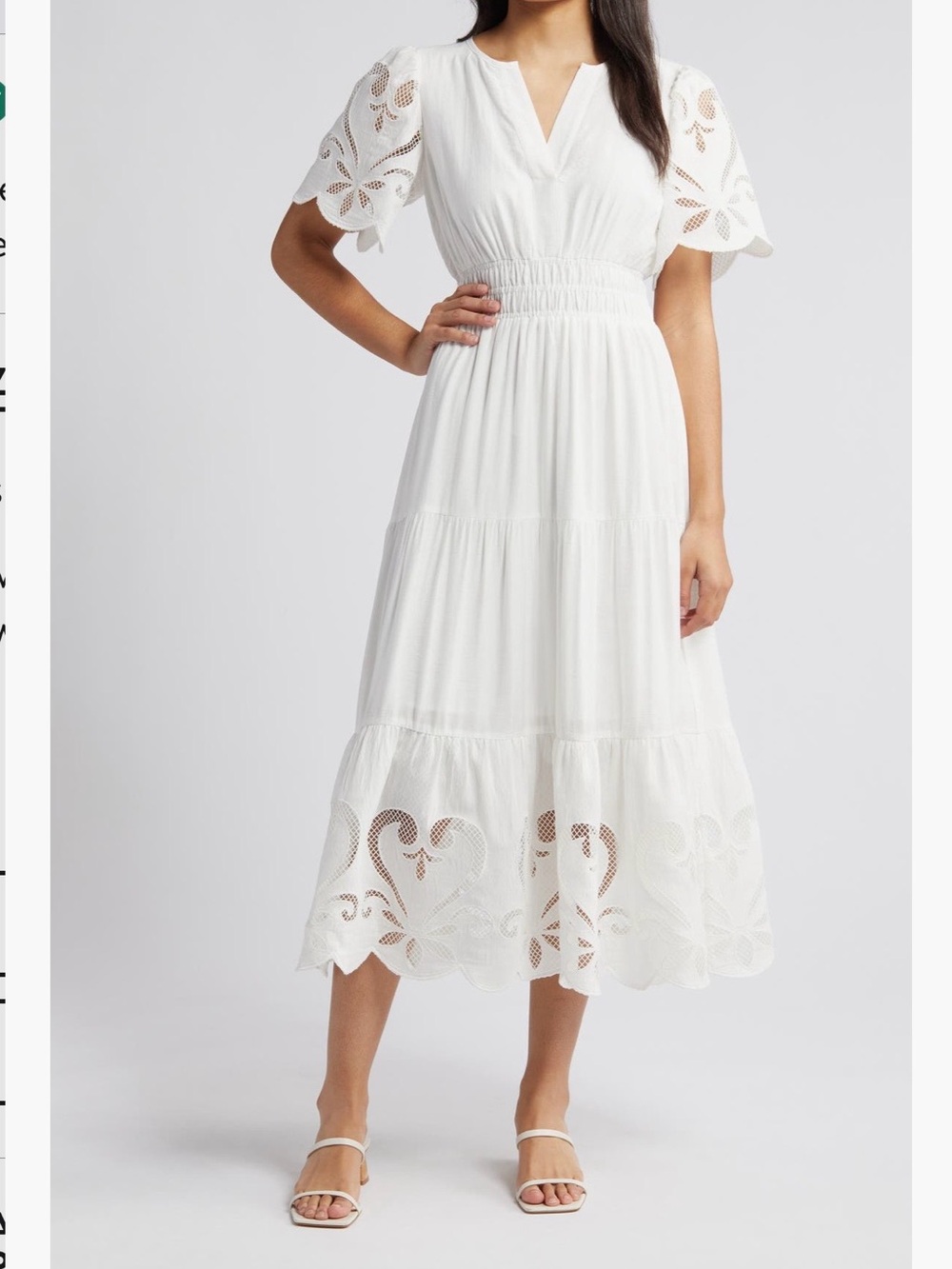 White Eyelet Maxi Dress with Smocked Waist
